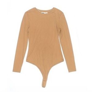 Elodie Tan Long Sleeve Bodysuit Crew Neck Size M